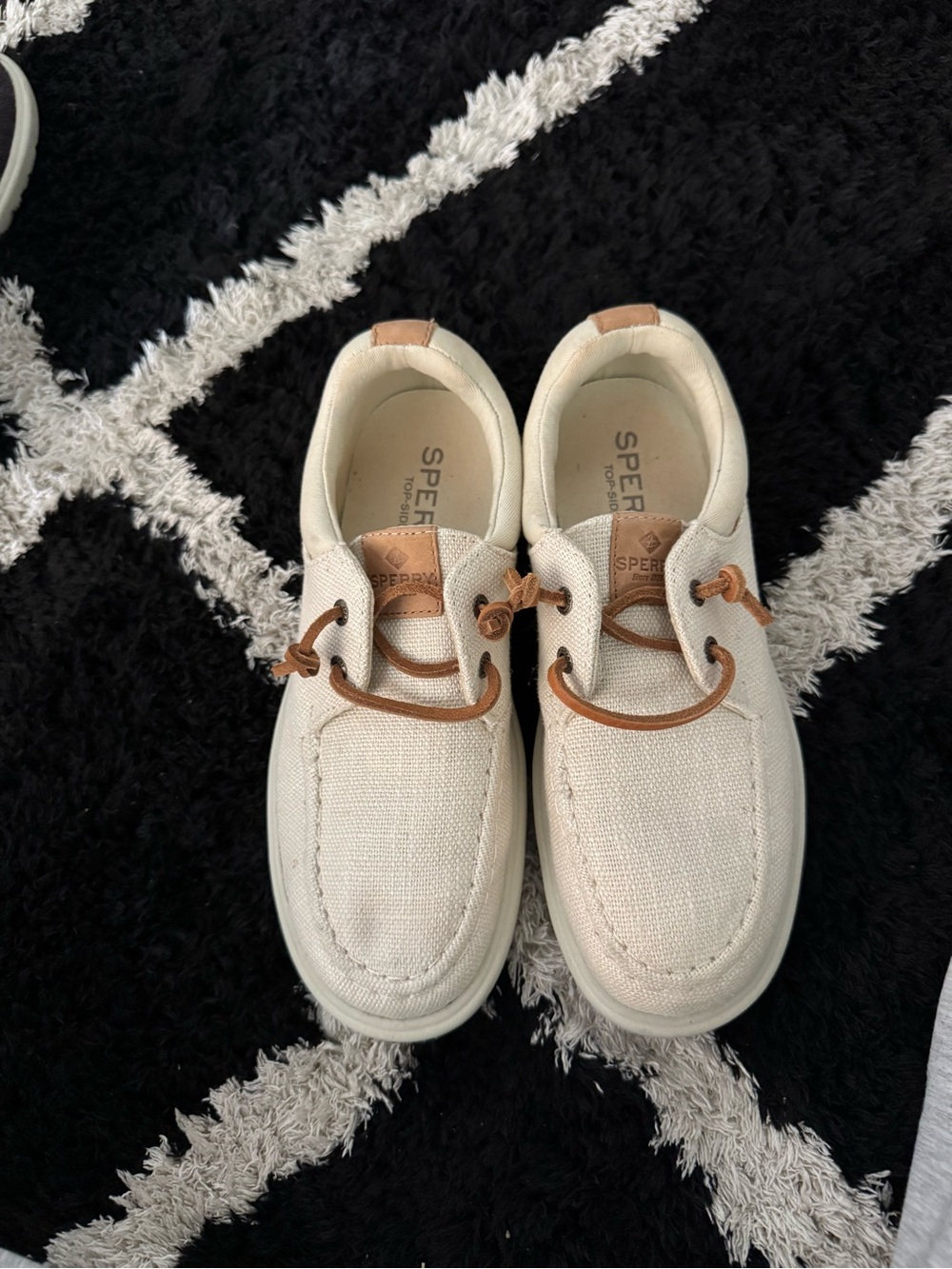Sperry Ivory Canvas Boat Shoes